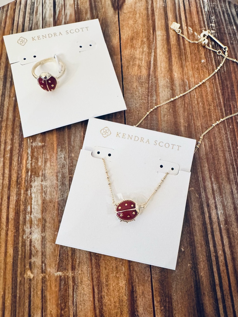 Kendra Scott x Ladybug Gold Short Pendant Necklace and Ring Set